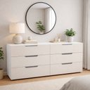 Ver imagem 1 de Cômoda para Quarto 6 Gavetas 150cm Madri Bege/Creme/Branco