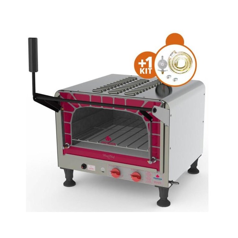 KIT - Forno Assador Refratário Gás PRP-400 Mini Chef + Kit Gás - Progás KIT - Forno Assador Refratário Gás PRP-400 Mini Chef + Kit Gás - Progás
