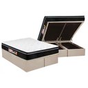 Ver imagem 1 de Cama Box Baú King: Colchão Espuma Castor D33 Black e White Air Euro Pillow + Base CRC Suede Clean(19