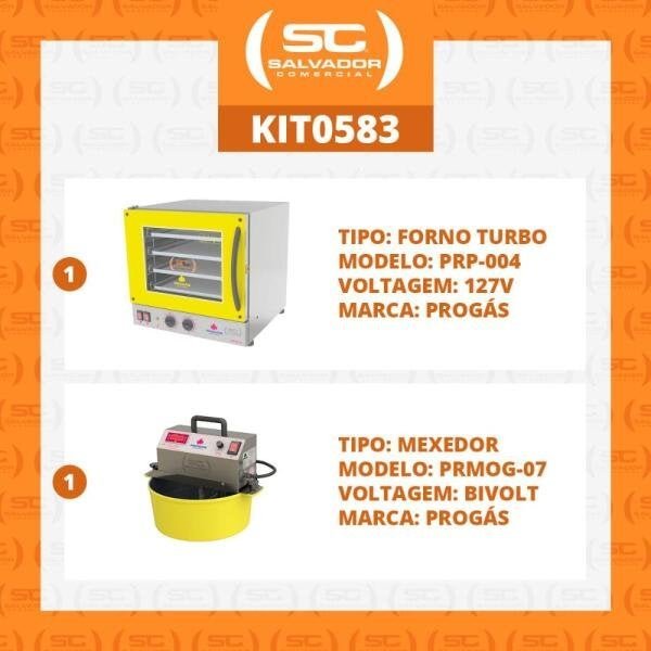 KIT AMARELO - Forno Turbo PRP-004 127V + Mexedor PRMOG-07 Bivolt - Progás - 12