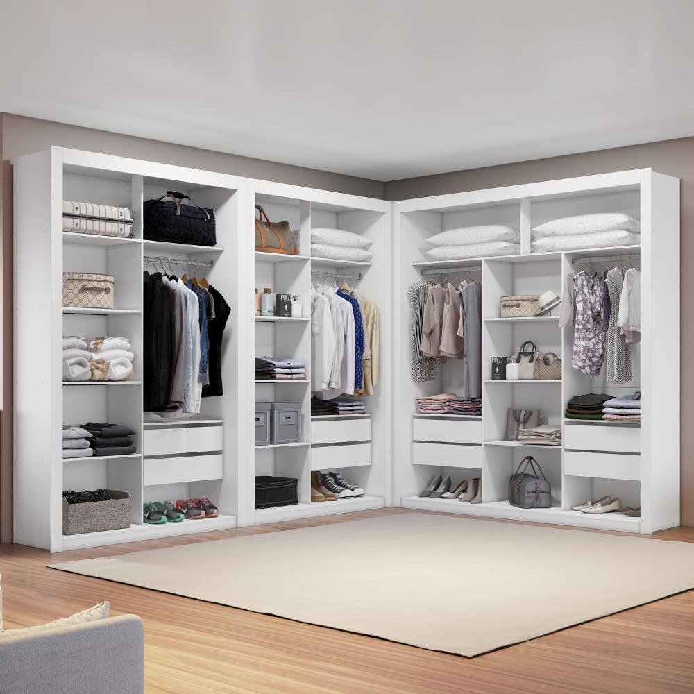 Closet Modulado 8 Gavetas 15 Prateleiras Branco Amoudi Móveis - 2