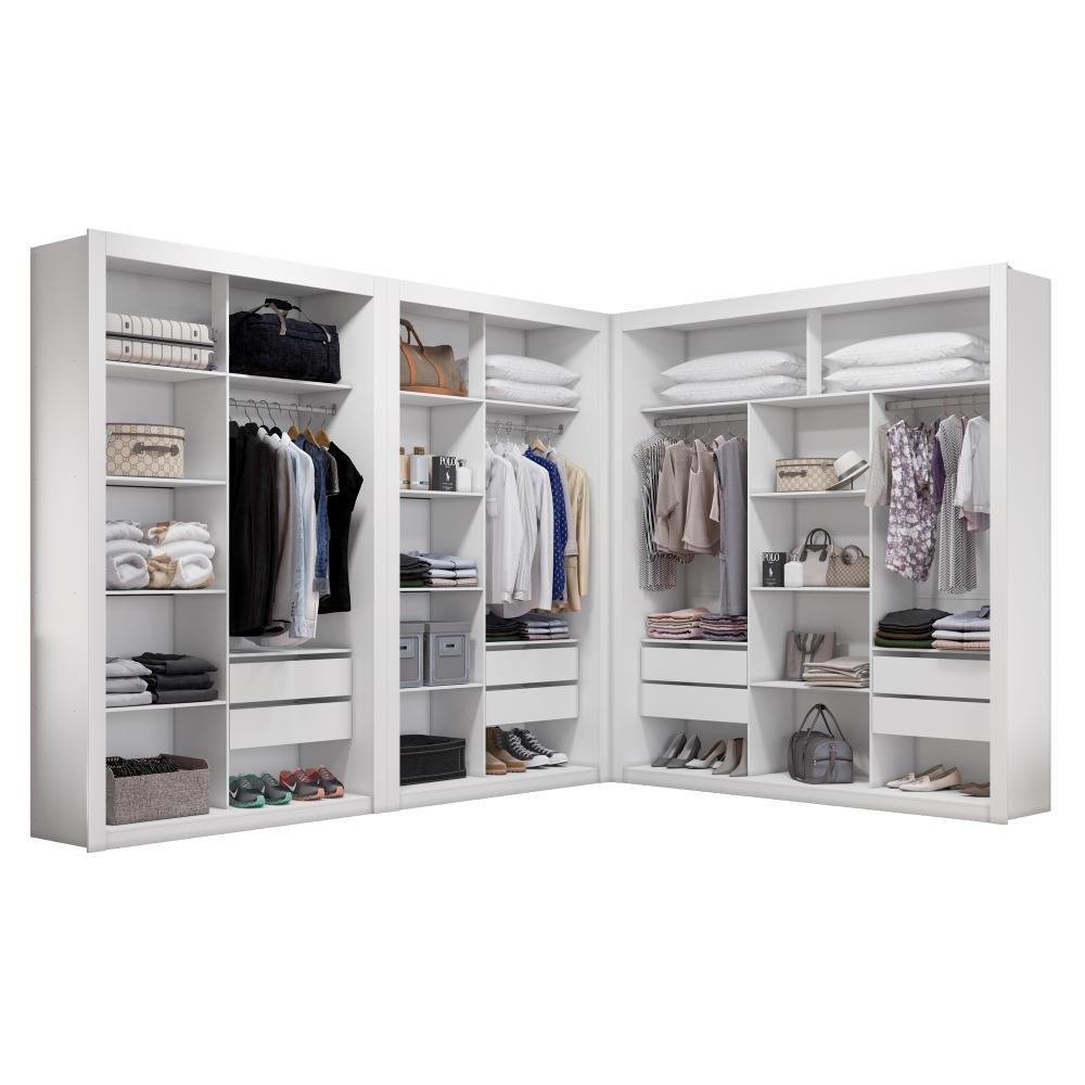 Closet Modulado 8 Gavetas 15 Prateleiras Branco Amoudi Móveis