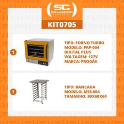 Kit - Forno Turbo Prp-004 Plus Digital 127v Amarelo + Bancada Mes-004 - Progás - 4