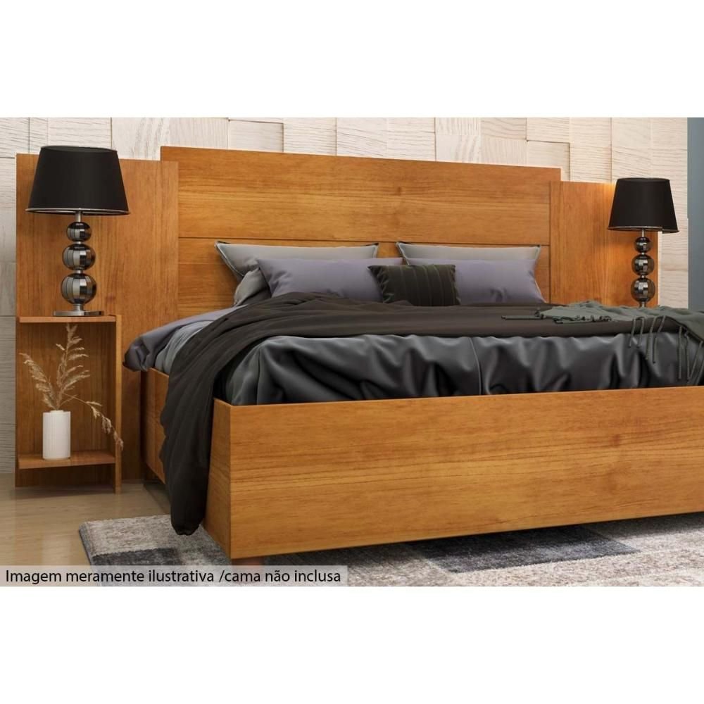 Painel Cama Box Madeirado Casal/quenn Arizona C/ 2 Mesas e