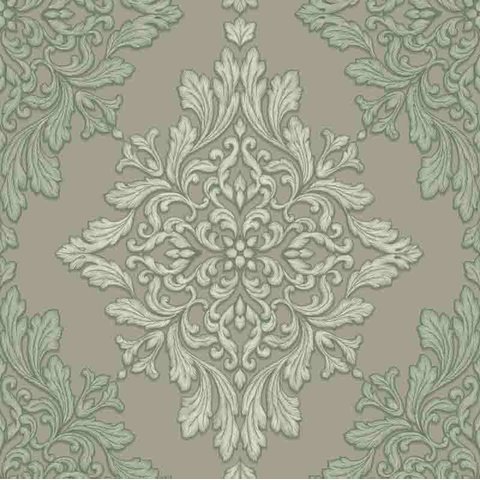 Papel de Parede Wiler Florence - Medalhão Adamascado Marrom