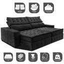 Ver imagem 3 de Sofá Retrátil e Reclinável 2,95m Cama inBox Big Puffer com SoftGel D40 Velupluma Preto
