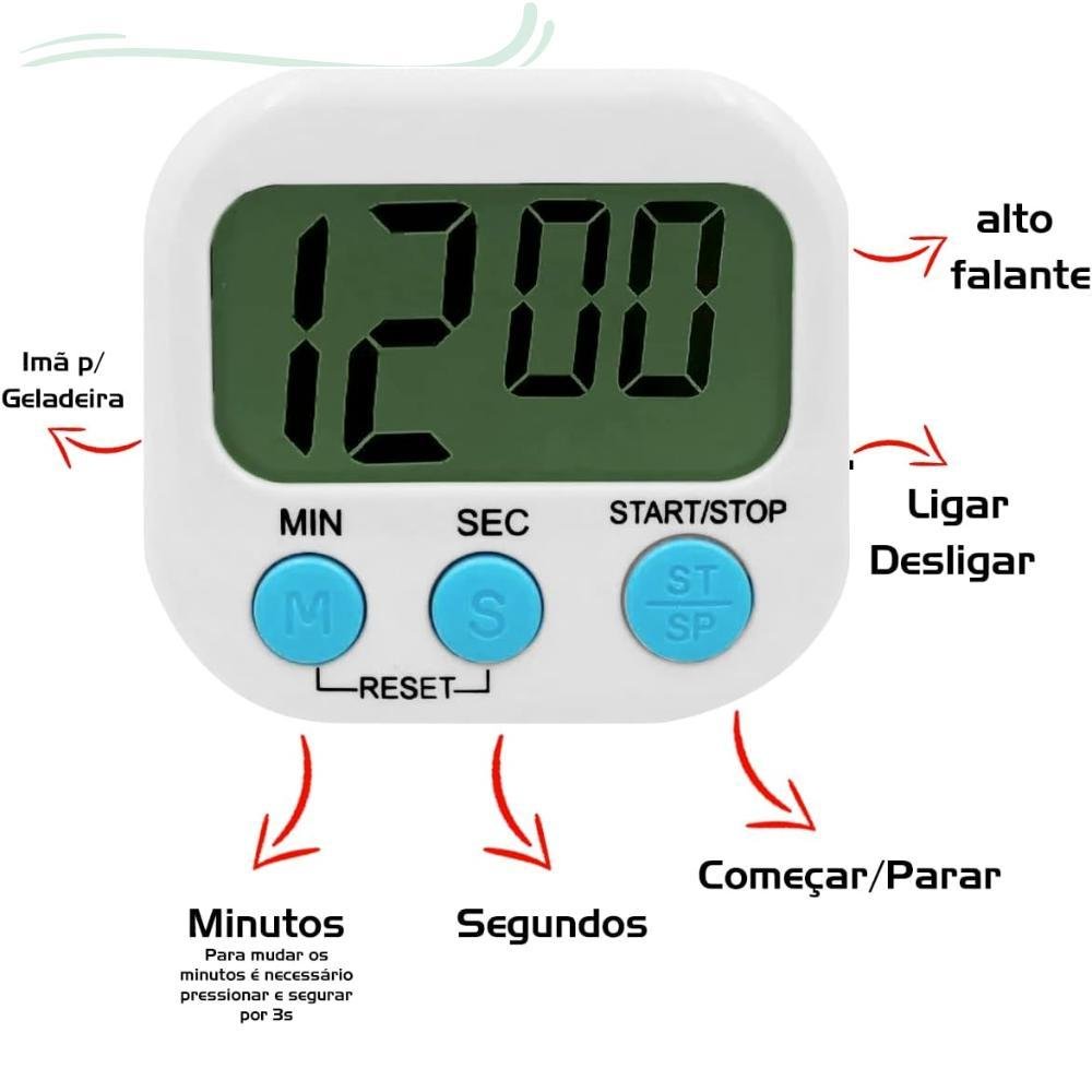 Timer Digital Temporizador Cronômetro Cozinha Relógio Imã - 2