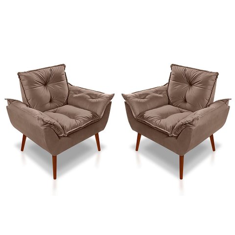 Kit 02 Poltrona Opala Decorativa Suede