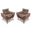 Ver imagem 1 de Kit 02 Poltrona Opala Decorativa Suede