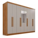 Ver imagem 3 de Guarda-roupa Casal Pinheiro 8 Portas 4 Gavetas com Espelho Cinamomo/off White - Pnr Móveis