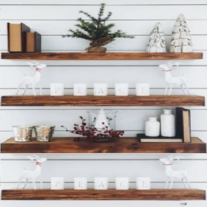 Kit 4 Prateleiras com Suporte Invisível Madeira Maciça 110cm