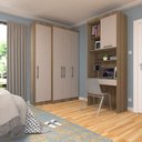 Ver imagem 1 de Quarto Home Office com Guarda Roupas e Bancada de Estudos Paris Luciane Móveis
