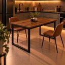 Ver imagem 2 de Mesa de Jantar Reforçada Industrial 140x70cm Tampo Marrom Pés Preto