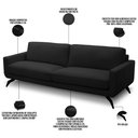 Ver imagem 3 de Sofá 3 Lugares para Sala de Estar Living Industrial 240cm Trento L06 Couro Preto - Lyam Decor