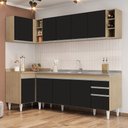 Ver imagem 2 de Armário de Cozinha Modulado de Canto Direito 5 Peças CP45 com Pia Inox Castanho/Preto - Lumil Lumil