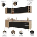 Ver imagem 3 de Armário de Cozinha Modulado de Canto Direito 5 Peças CP45 com Pia Inox Castanho/Preto - Lumil Lumil