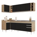 Ver imagem 1 de Armário de Cozinha Modulado de Canto Direito 5 Peças CP45 com Pia Inox Castanho/Preto - Lumil Lumil