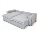 Ver imagem 3 de Sofá Cama, Retrátil e Reclinável Dubai, 2,10m Tecido Bouclé, Cinza Claro Molas Ensacadas.