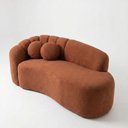 Ver imagem 3 de Sofá Curvo 3 Lugares Orgânico Recepção Sala Confortável Serena Boucle Terracota - Montanari'S Decor