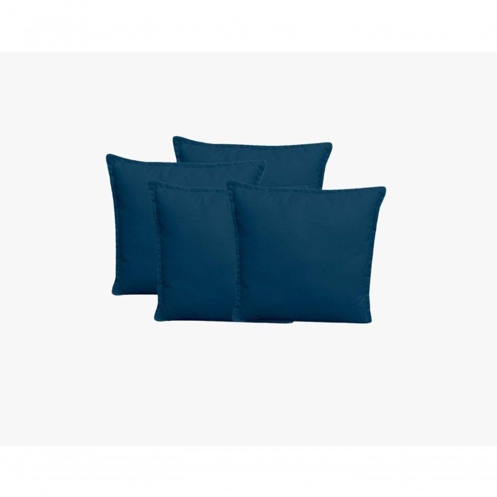 Kit 4 Almofadas Decorativas Cheias com Ziper Suede Azul Marinho