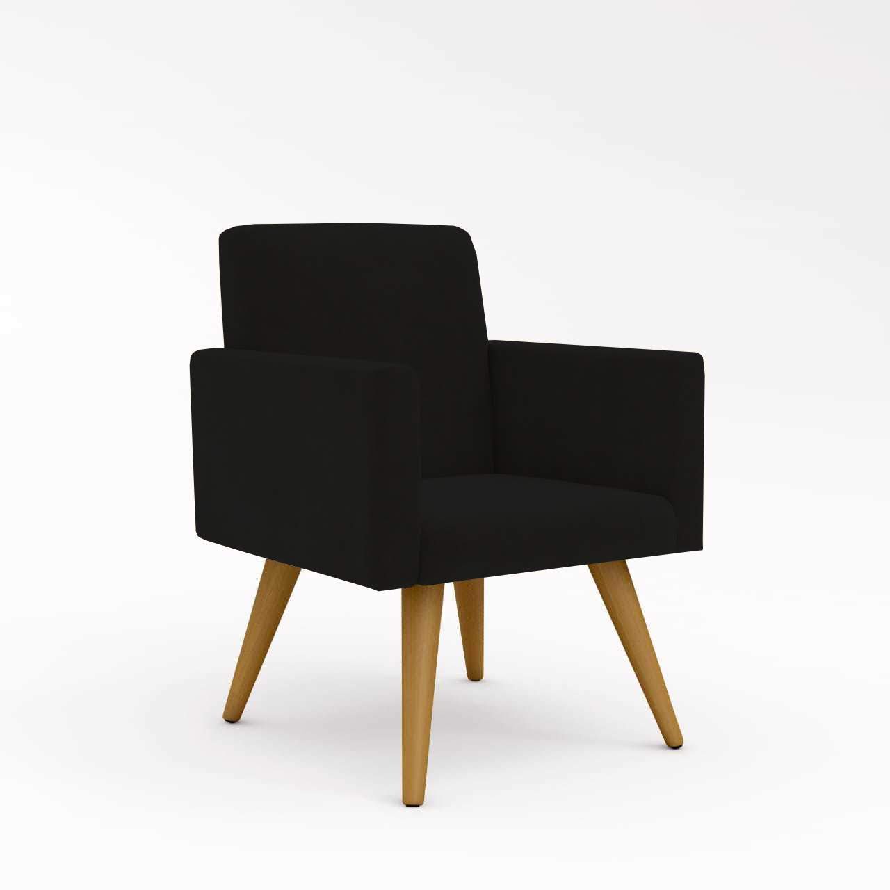Kit 2 Poltronas Decorativas - Cadeira Escritório Recepção - Preto - 2
