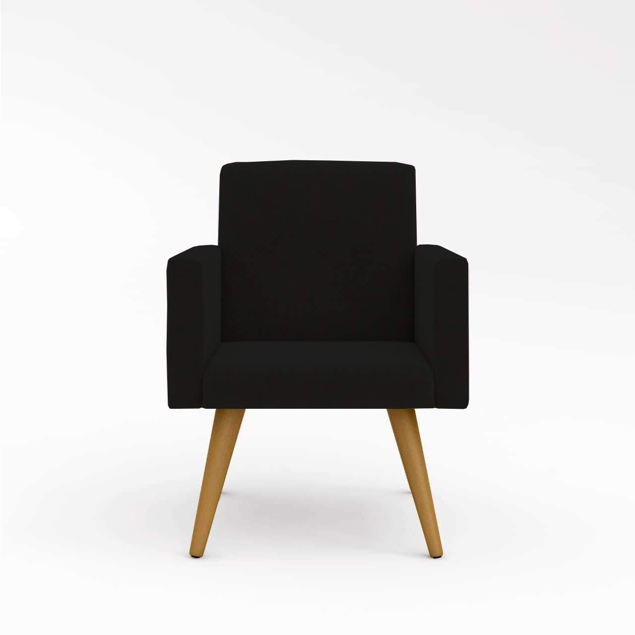 Kit 2 Poltronas Decorativas - Cadeira Escritório Recepção - Preto - 3