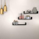 Ver imagem 2 de Kit 4 Prateleiras Nichos em U 60x25 MDF Preto com Suporte Flutuante Invisível