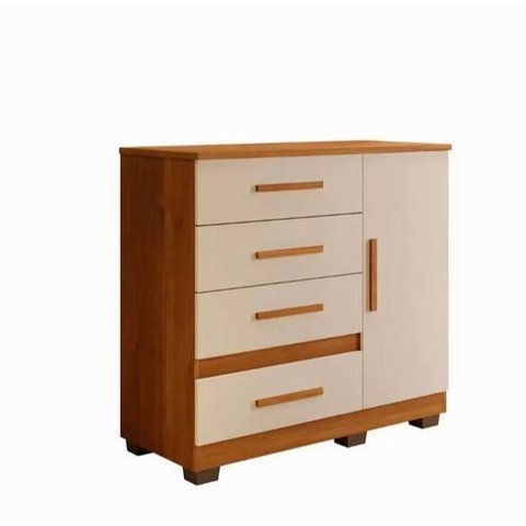 Cômoda New Florença 4 Gavetas 1 Porta Benetil Móveis - Cinamomo/off