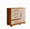 Ver imagem 1 de Cômoda New Florença 4 Gavetas 1 Porta Benetil Móveis - Cinamomo/off