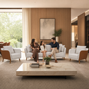 Ver imagem 3 de Kit Conjunto Sofá Living Hórus e Duas Poltronas Tecido Composê Linho Cru e Marrom Terracota 1,70m