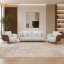 Ver imagem 1 de Conjunto Sofá Living Hórus e Duas Poltronas Tecido Composê Linho Cru e Marrom Terracota 1,70m