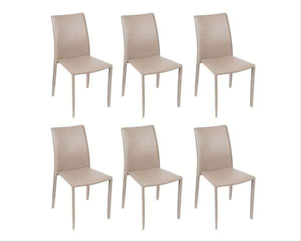 Kit 6 Cadeiras Glam Corino Fendi Estrut Metal 90.5x46.5x43cm