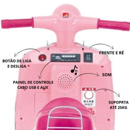 Lambreta Hello Kitty Eletrica 6v Moto Motinho Triciclo Criança Infantil Anda Sozinha Motorizada Elet - 3