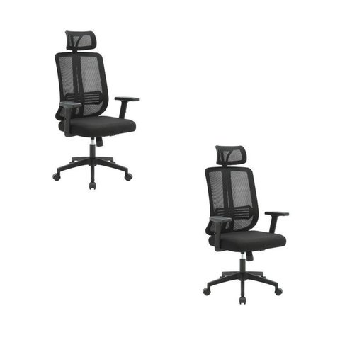 Kit com 2 Cadeiras Office Presidente Ajustavel e Ergonomica com Nr 17 Montana
