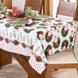 Toalha de Mesa Retangular Avulsa Estampada Natalina 2,20m X 1,40m para 06 Lugares - Decoração Festas