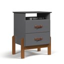 Ver imagem 4 de Mesa de Cabeceira Cama Quarto Mini Cômoda Gaveteiro com Puxador em Couro Sonetto - Cinza