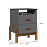 Mesa de Cabeceira Cama Quarto Mini Cômoda Gaveteiro com Puxador em Couro Sonetto - Cinza - 6