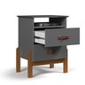 Mesa de Cabeceira Cama Quarto Mini Cômoda Gaveteiro com Puxador em Couro Sonetto - Cinza - 5