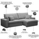 Ver imagem 3 de Sofá Retrátil Reclinável para Sala 3 Lugares 250cm Varsov F04 Veludo Cinza Claro - Lyam Decor