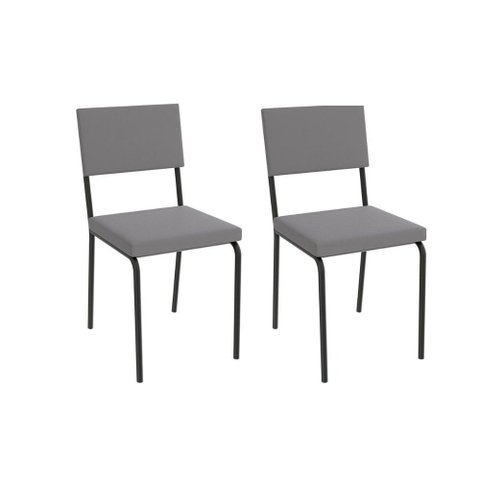 Cadeira Sala de Jantar Zaria 2c128 Aço Kit 2 Uni Preto Fosco/cinza A050 Suede Veludo - Kappesberg