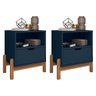 Kit 2 Mesas de Cabeceira Antares 1 Gaveta Azul Cobalto - Casa D - 1