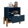 Kit 2 Mesas de Cabeceira Antares 1 Gaveta Azul Cobalto - Casa D - 4