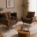 Ver imagem 1 de Kit 2 Poltronas Decorativa Estofada Sala Quarto Escritório Opala Madeira