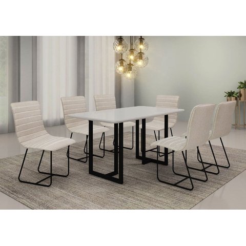 Conjunto Sala de Jantar com Mesa Tampo em Mdf e 6 Cadeiras Itália Couríssimo Preto