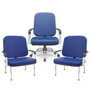 Ver imagem 1 de Kit Cadeira de Escritório Giratória e 2 Cadeiras Fixas Cromada Magno P03 Vinil Azul - Lyam Decor