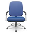 Ver imagem 2 de Kit Cadeira de Escritório Giratória e 2 Cadeiras Fixas Cromada Magno P03 Vinil Azul - Lyam Decor