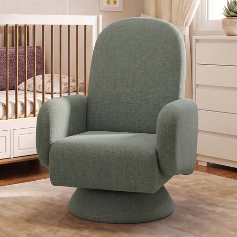 Poltrona de Amamentação Fixa Base Cone Dolce D02 Tramado Verde C-296 - Lyam Decor