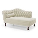 Ver imagem 2 de Divã Recamier Chaise Longue Lavínia 150cm Capitonê Pés de Madeira Bouclê Bege - Desk Design