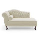 Ver imagem 1 de Divã Recamier Chaise Longue Lavínia 150cm Capitonê Pés de Madeira Bouclê Bege - Desk Design