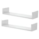 Ver imagem 1 de Kit 2 Prateleiras Nichos em U 50x15 MDF Branco com Suporte Flutuante Invisível